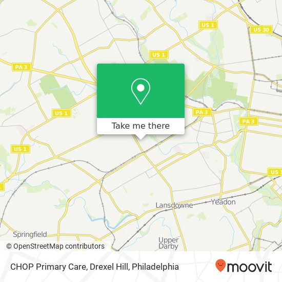 CHOP Primary Care, Drexel Hill map