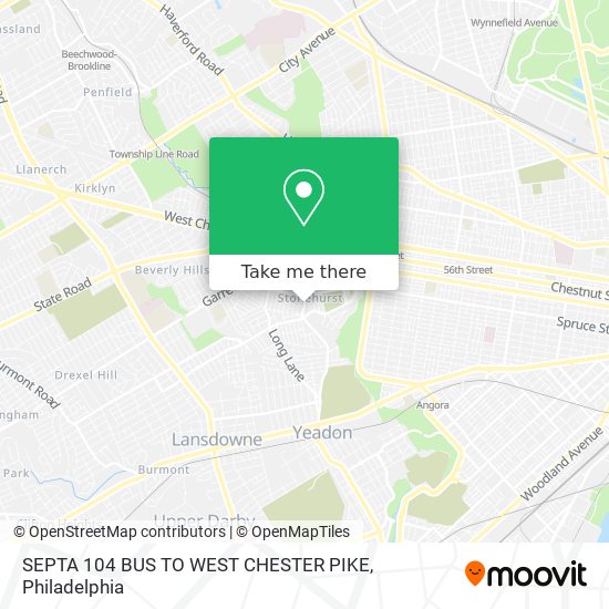 SEPTA 104 BUS TO WEST CHESTER PIKE map