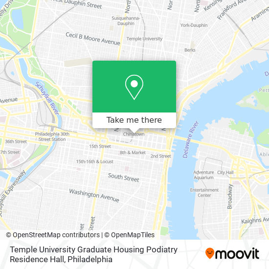Mapa de Temple University Graduate Housing Podiatry Residence Hall