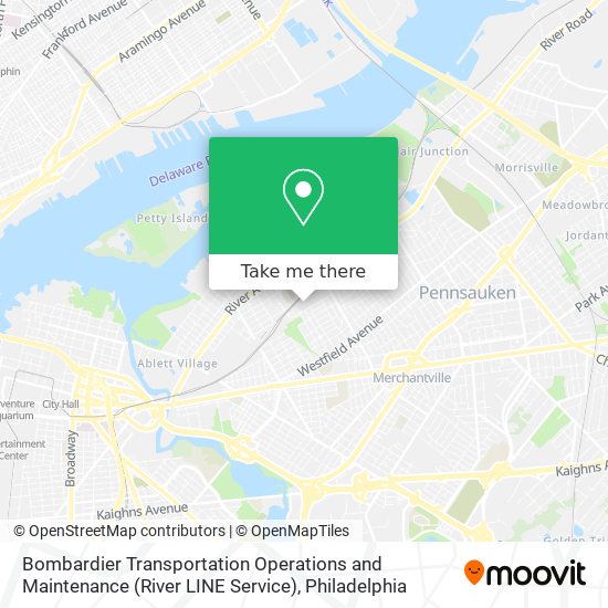 Bombardier Transportation Operations and Maintenance (River LINE Service) map