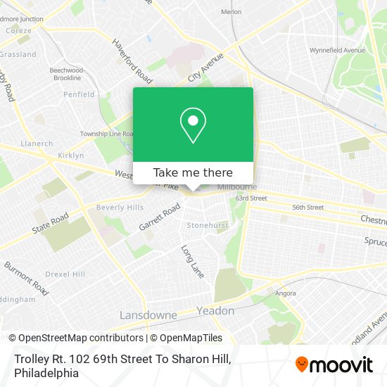 Mapa de Trolley Rt. 102 69th Street To Sharon Hill