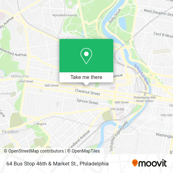 64 Bus Stop 46th & Market St. map