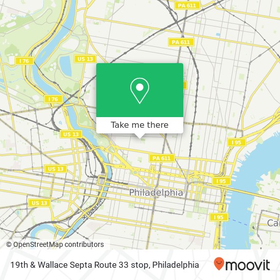 19th & Wallace Septa Route 33 stop map