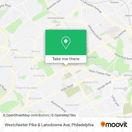 Westchester Pike & Lansdowne Ave map