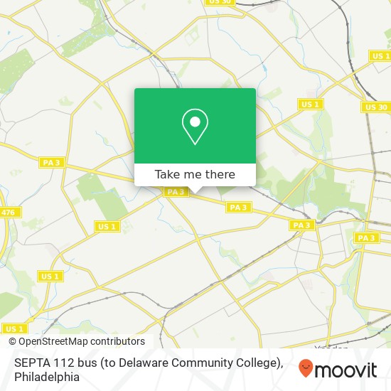 Mapa de SEPTA 112 bus (to Delaware Community College)