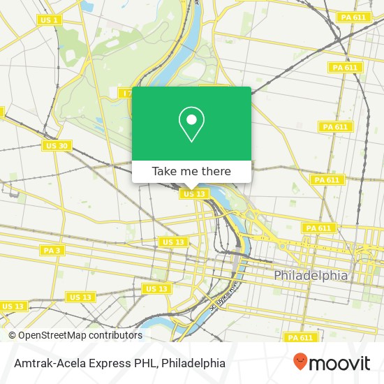 Mapa de Amtrak-Acela Express PHL