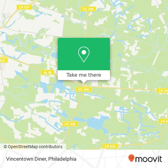 Mapa de Vincentown Diner