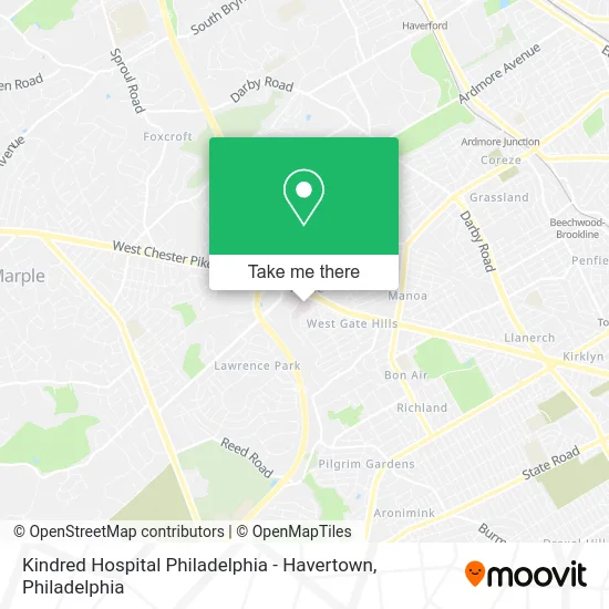 Kindred Hospital Philadelphia - Havertown map
