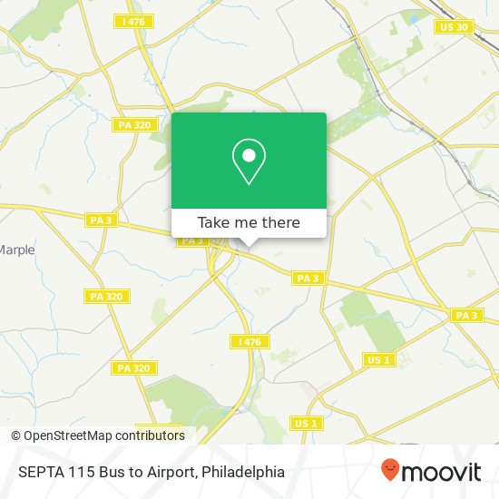 Mapa de SEPTA 115 Bus to Airport