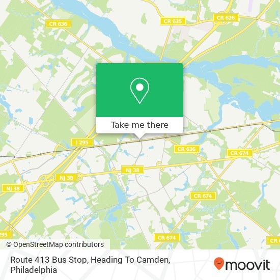 Route 413 Bus Stop, Heading To Camden map