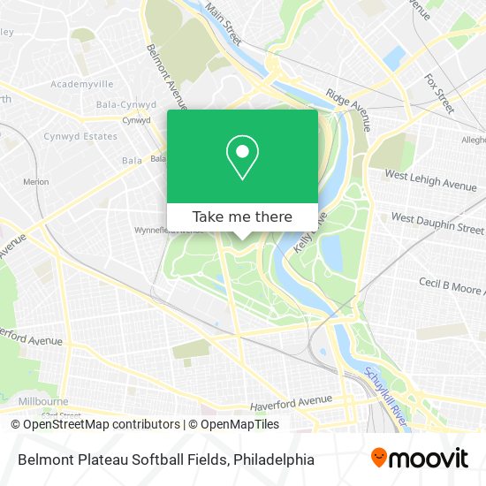 Belmont Plateau Softball Fields map