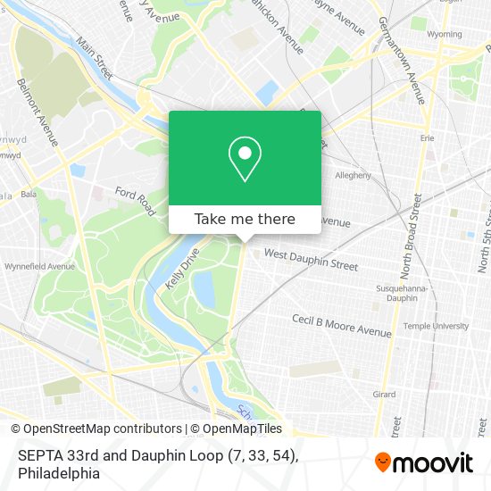 SEPTA 33rd and Dauphin Loop (7, 33, 54) map