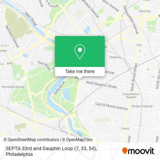 SEPTA 33rd and Dauphin Loop (7, 33, 54) map