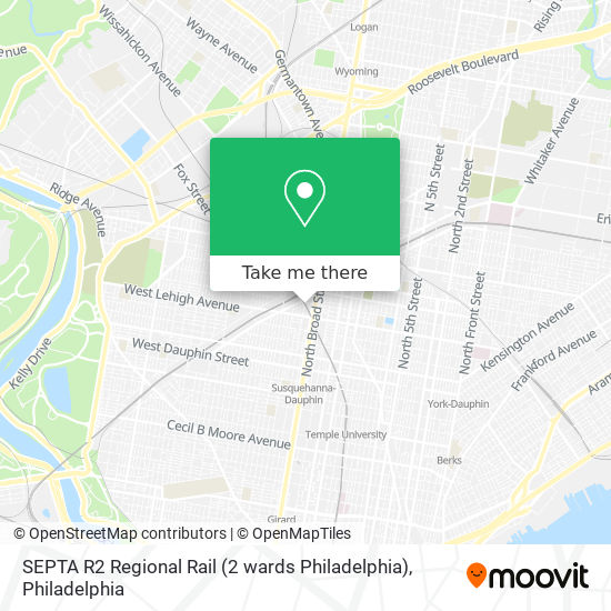 SEPTA R2 Regional Rail (2 wards Philadelphia) map