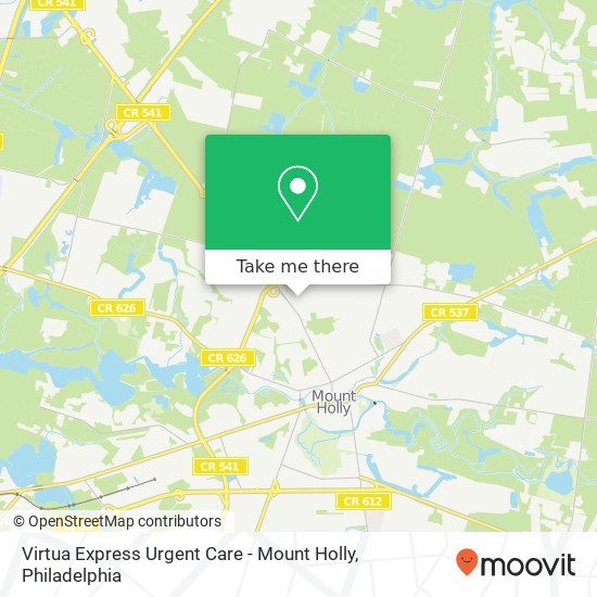 Mapa de Virtua Express Urgent Care  - Mount Holly