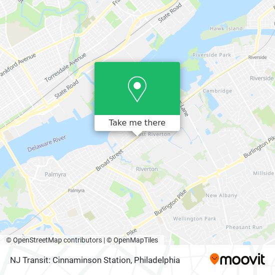 Mapa de NJ Transit: Cinnaminson Station