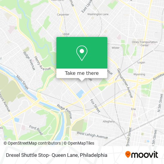 Drexel Shuttle Stop- Queen Lane map