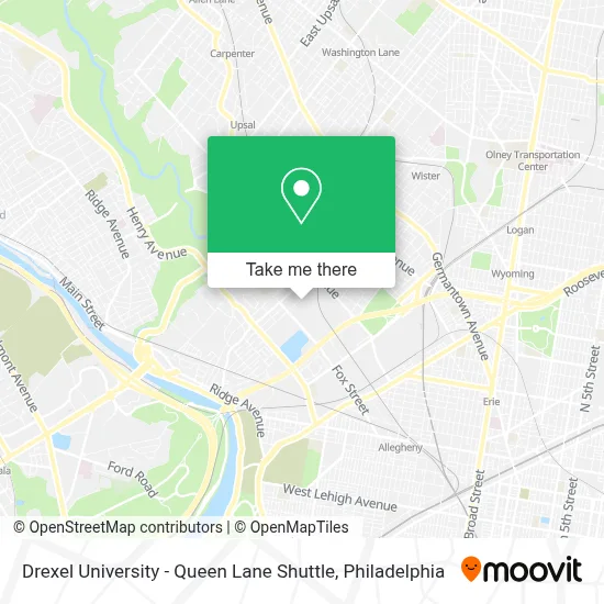 Drexel University - Queen Lane Shuttle map