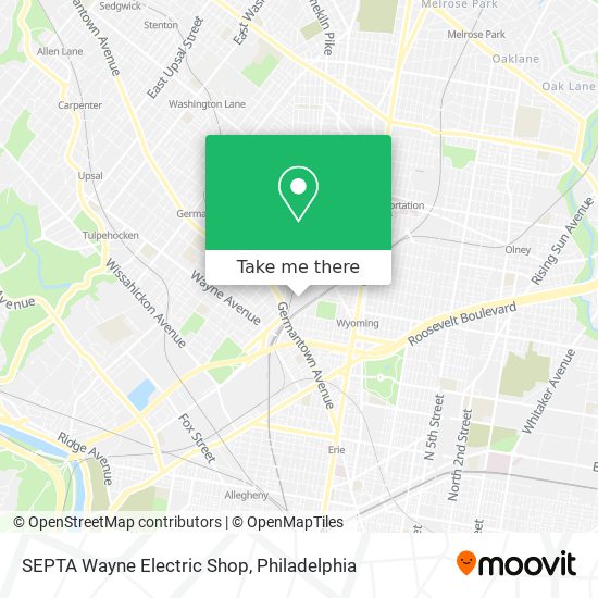 Mapa de SEPTA Wayne Electric Shop