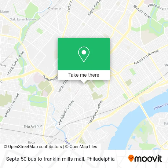 Mapa de Septa 50 bus to franklin mills mall