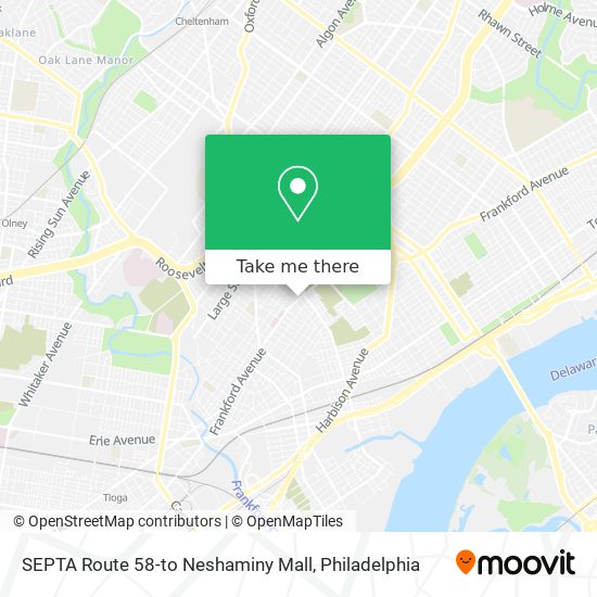 SEPTA Route 58-to Neshaminy Mall map