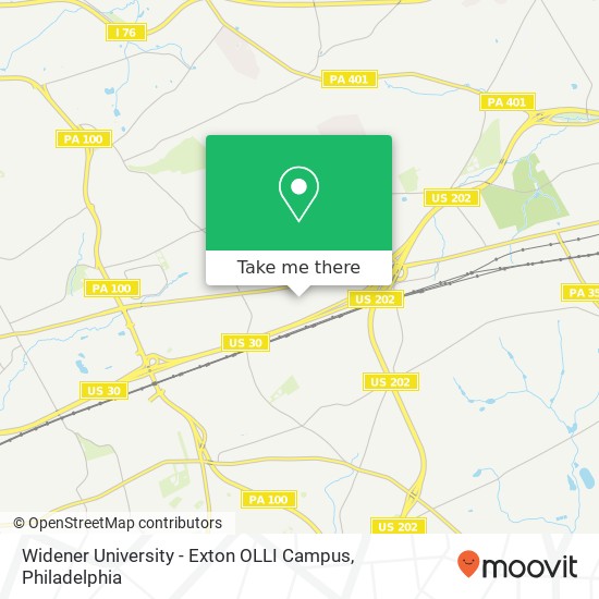 Mapa de Widener University - Exton OLLI Campus