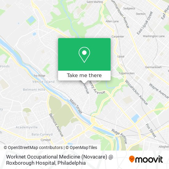 Mapa de Worknet Occupational Medicine (Novacare) @ Roxborough Hospital