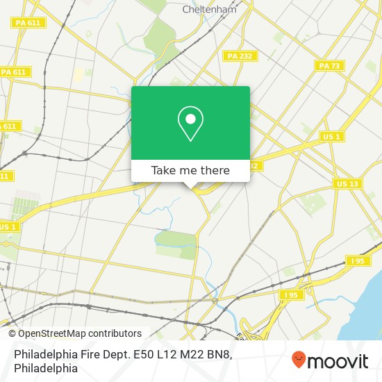 Mapa de Philadelphia Fire Dept. E50 L12 M22 BN8