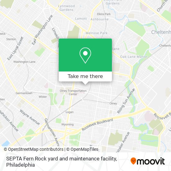 Mapa de SEPTA Fern Rock yard and maintenance facility