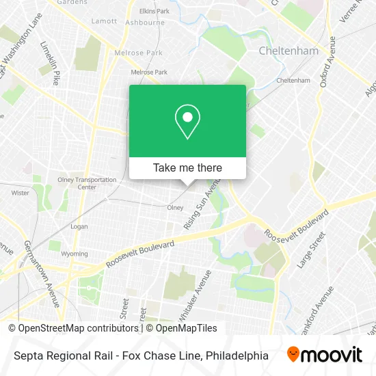 Septa Regional Rail - Fox Chase Line map