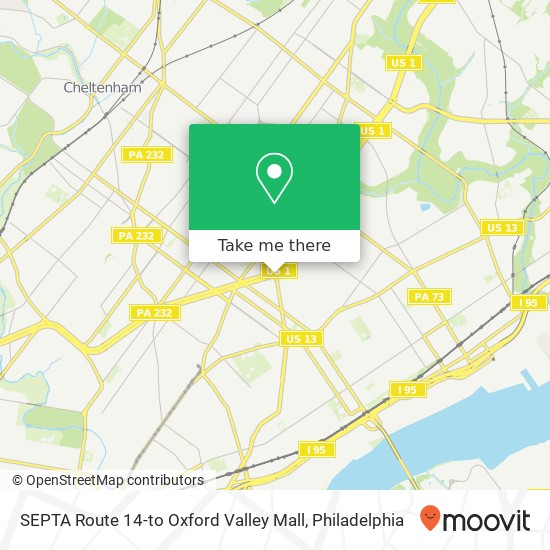 SEPTA Route 14-to Oxford Valley Mall map