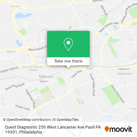 Quest Diagnostic 250 West Lancaster Ave Paoli PA 19301 map