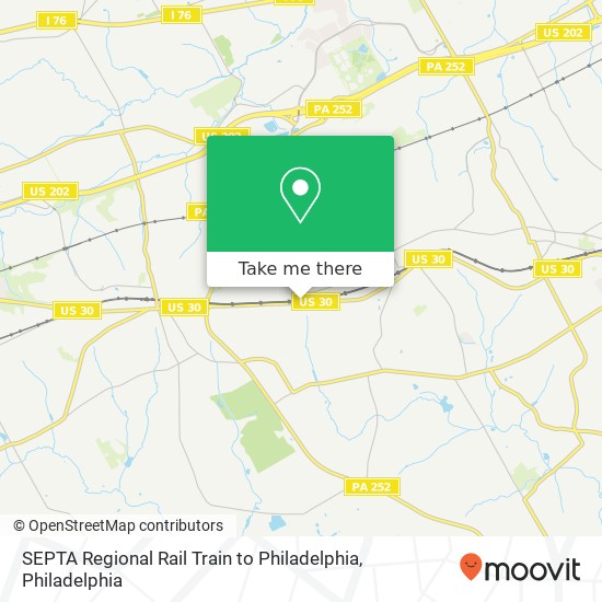 Mapa de SEPTA Regional Rail Train to Philadelphia