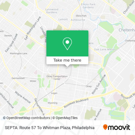 Mapa de SEPTA: Route 57 To Whitman Plaza