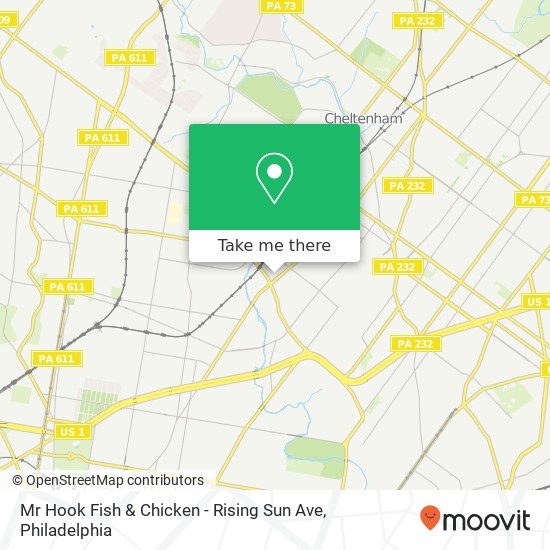 Mapa de Mr Hook Fish & Chicken - Rising Sun Ave