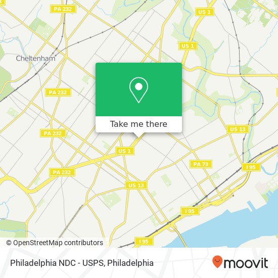 Mapa de Philadelphia NDC - USPS