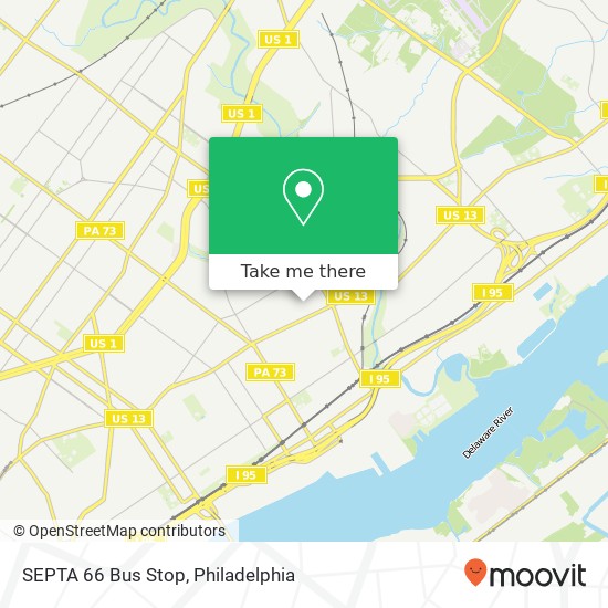 Mapa de SEPTA 66 Bus Stop