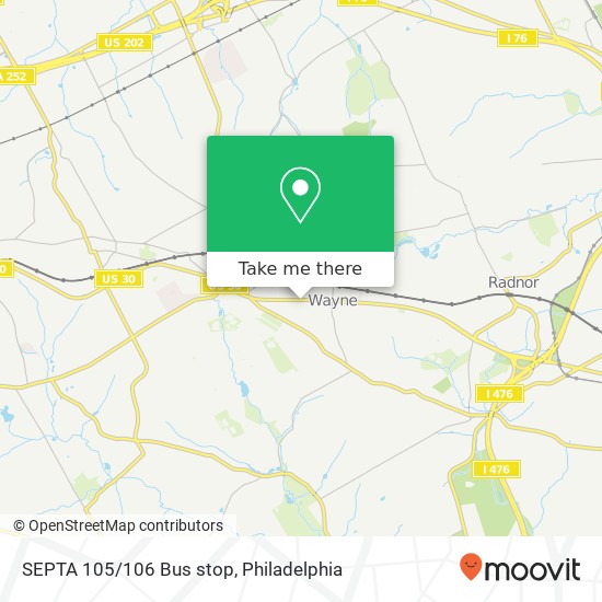 SEPTA 105/106 Bus stop map