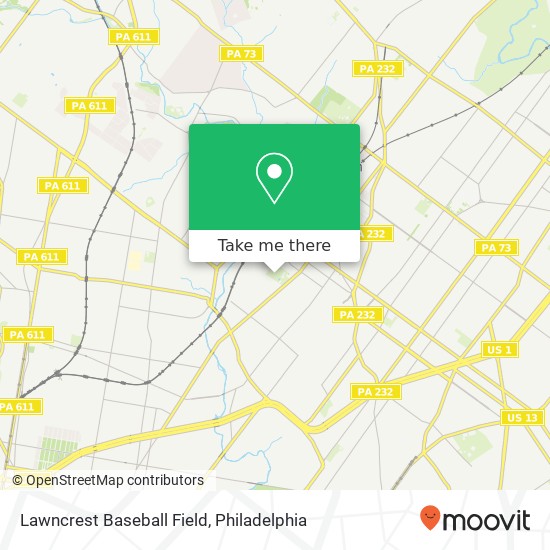 Lawncrest Baseball Field map