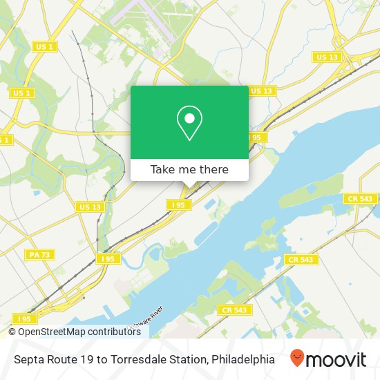 Mapa de Septa Route 19 to Torresdale Station