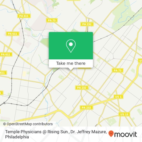 Mapa de Temple Physicians @ Rising Sun , Dr. Jeffrey Mazure