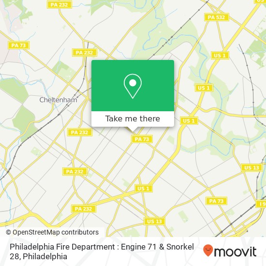 Mapa de Philadelphia Fire Department : Engine 71 & Snorkel 28