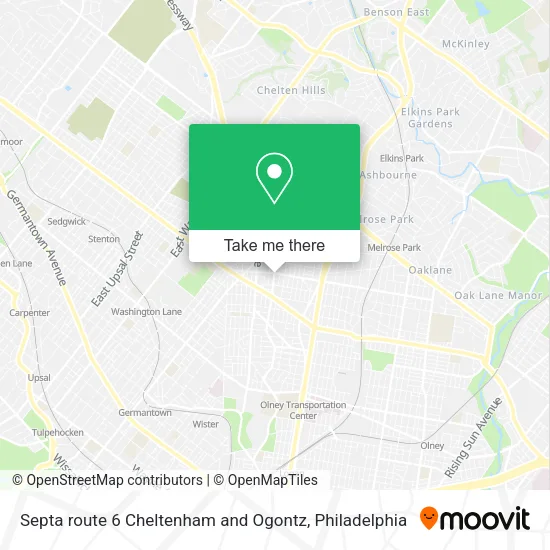 Septa route 6 Cheltenham and Ogontz map