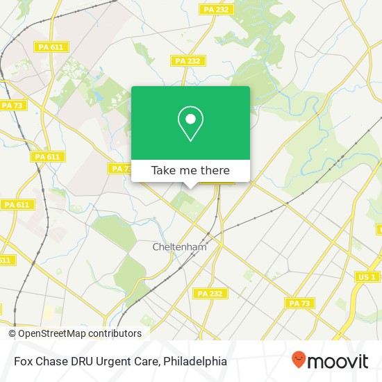 Fox Chase DRU Urgent Care map