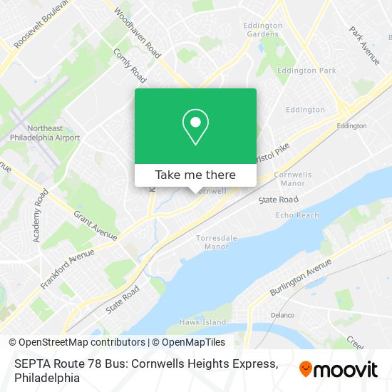 SEPTA Route 78 Bus: Cornwells Heights Express map