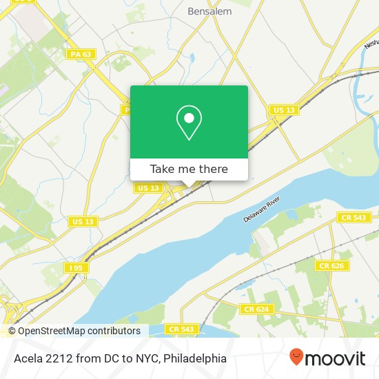 Mapa de Acela 2212 from DC to NYC