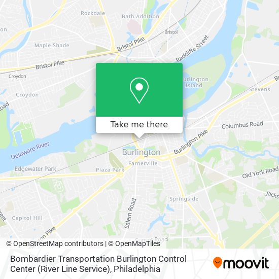 Bombardier Transportation Burlington Control Center (River Line Service) map