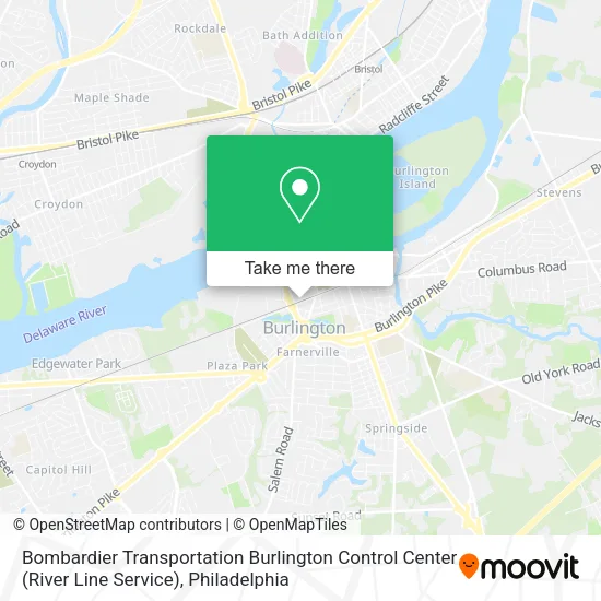 Bombardier Transportation Burlington Control Center (River Line Service) map