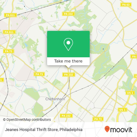 Jeanes Hospital Thrift Store map
