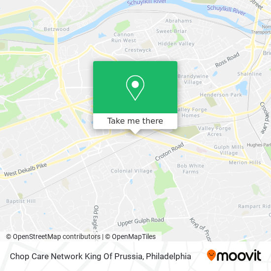 Mapa de Chop Care Network King Of Prussia